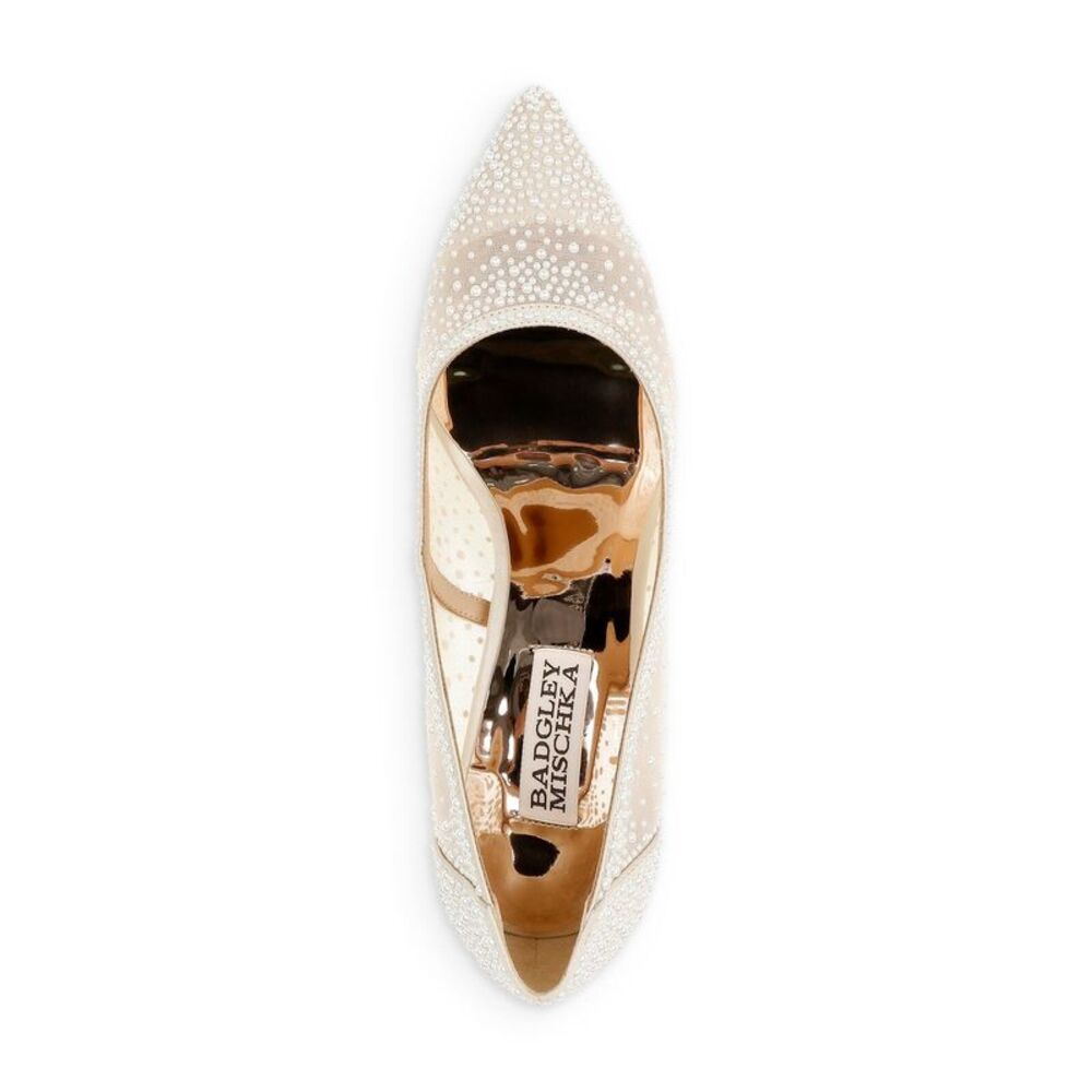 BADGLEY MISCHKA Womens Ivory Faux Adorned Weslee Iii Stiletto Pumps Shoes 6 - Picture 3 of 5
